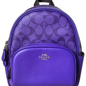 Coach Mini Court Backpack In Signature Canvas & Leather Sport Purple NWT